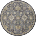 HomeRoots 8'X11' Slate Grey Machine Woven Bordered Floral Vines Indoor Area Rug