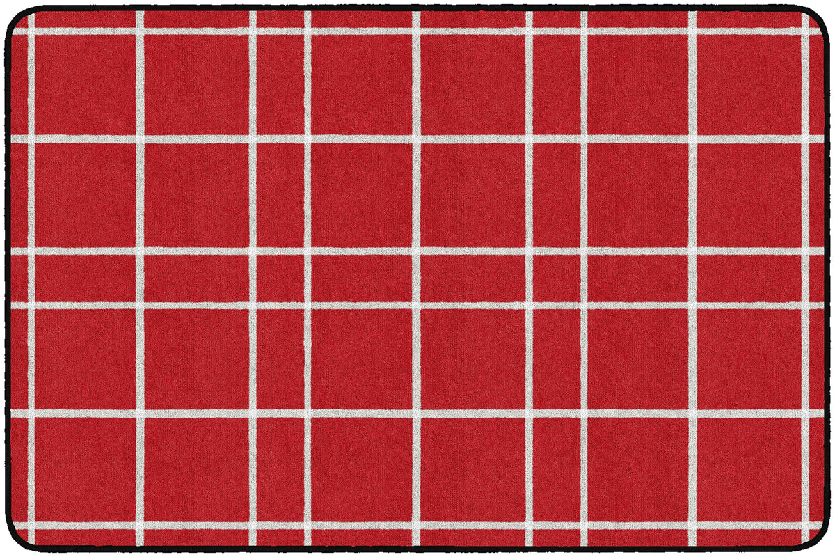 FARMHOUSE CHECK RUG 4FT X 6FT RED