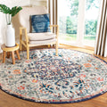 SAFAVIEH Madison Collection Area Rug - 9 Round, Beige & Black, Boho Chic Medallion Distressed Design, Non-Shedding & Easy Care,