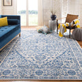 SAFAVIEH Brentwood Collection X-Large Area Rug - 11' x 15', Navy & Light Grey, Medallion Distressed Design, Non-Shedding & Easy 