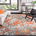 SAFAVIEH Madison Collection 11 Square Grey/Orange MAD425H Boho Abstract Distressed Non-Shedding Living Room Bedroom Dining Home
