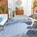 SAFAVIEH Courtyard Collection 67 Square Blue/Beige CY6918 Trellis Indoor/ Outdoor Splashproof Easy Scrubbing Patio Backyard Mud