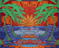 Sunshine Joy 3D Epic Tropical Paradise Surf Wave Palm Tree Tapestry Tablecloth Beach Sheet Wall Art Huge 85X100 Inches - Classic