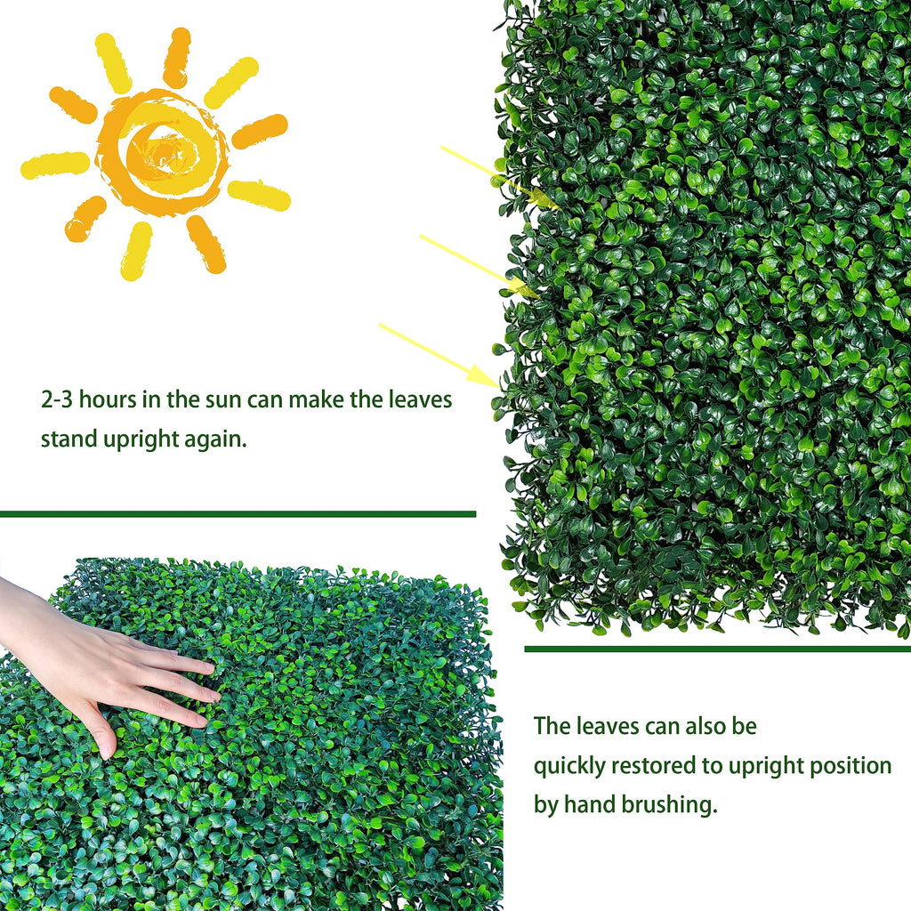Odtory Artificial Grass Wall Backdrop Panels,10 X 10 In 12P(8.4 Sqft) Uv-Anti Greenery Boxwood Panels For Indoor Outdoor Green W