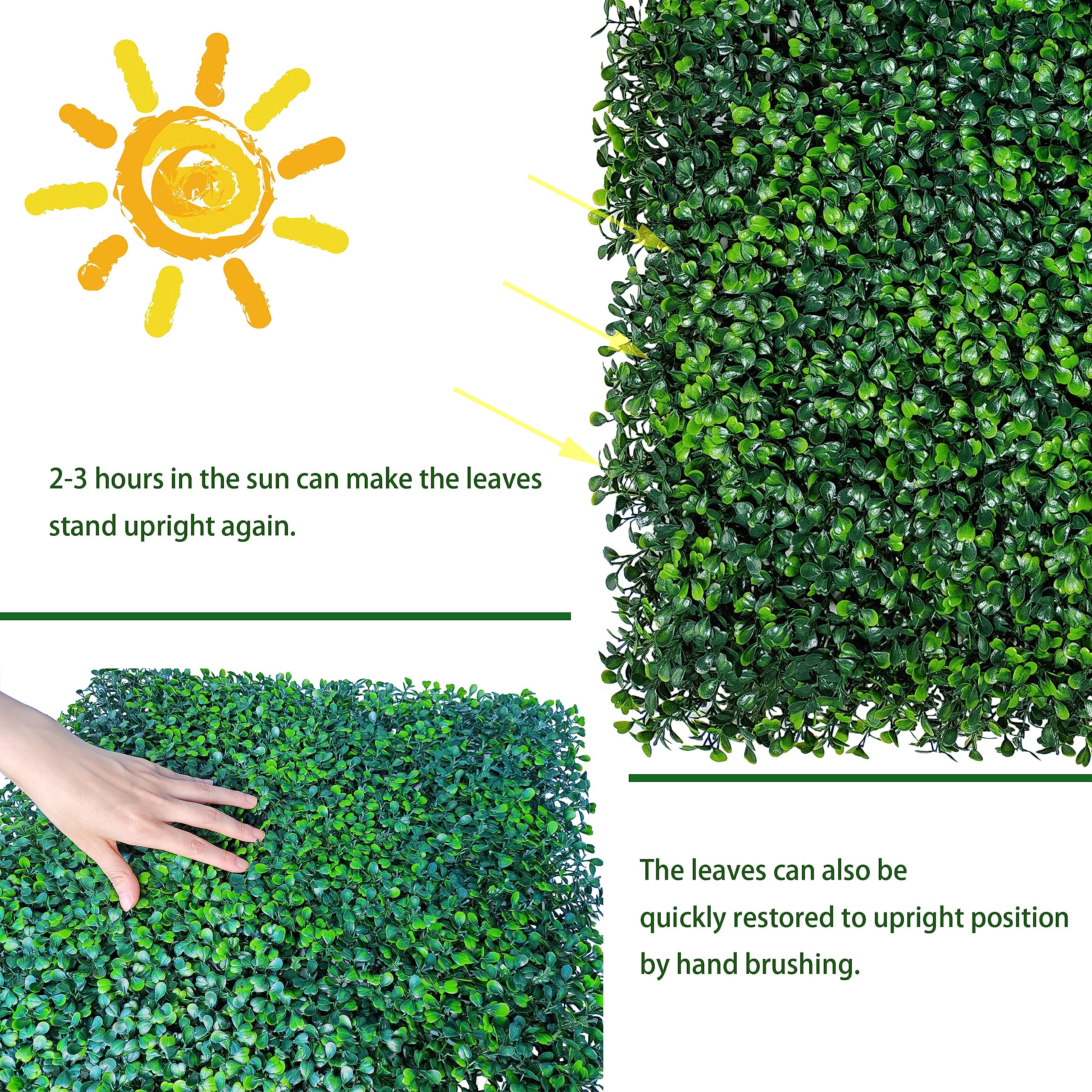Odtory Artificial Grass Wall Backdrop Panels,10 X 10 In 12P(8.4 Sqft) Uv-Anti Greenery Boxwood Panels For Indoor Outdoor Green W