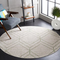 SAFAVIEH Adirondack Collection Area Rug - 4 Round, Ivory & Sage, Geometric Design, Non-Shedding & Easy Care, Ideal for High Tra