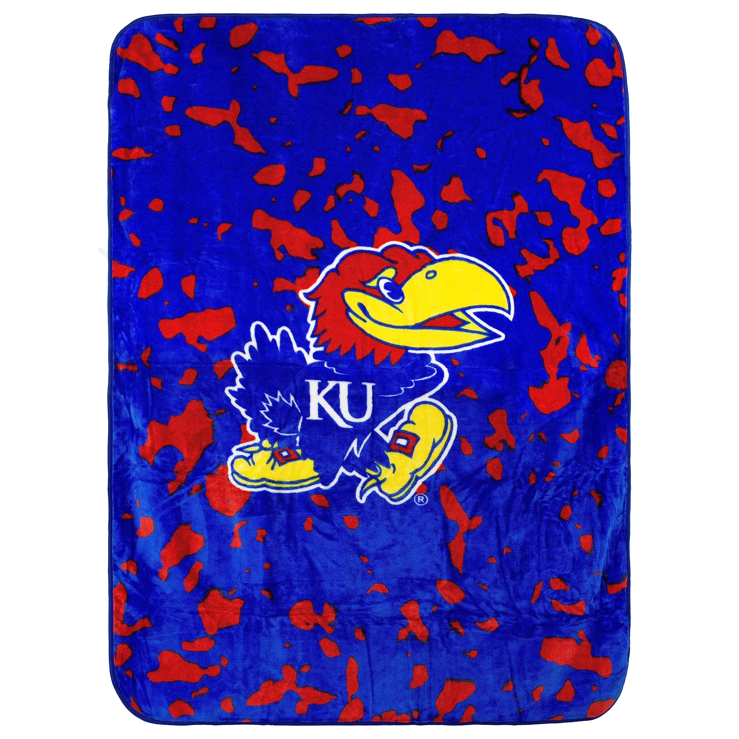 College Covers Everything Comfy Kansas Jayhawks Soft And Warm Huge Raschel Throw Blanket, 86' X 63'