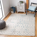 SAFAVIEH Tulum Collection Area Rug - 53 x 76, Ivory & Turquoise, Moroccan Boho Distressed Design, Non-Shedding & Easy Care, Id