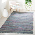 SAFAVIEH Rag Rug Collection Area Rug - 5 x 8, Aqua & Multi, Handmade Boho Stripe Cotton, Ideal for High Traffic Areas in Livin