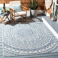 Safavieh Courtyard Collection 2'7' X 5' Ivory/Navy Cy8734 Indoor/ Outdoor Waterproof Easy Cleaning Patio Backyard Mudroom Area