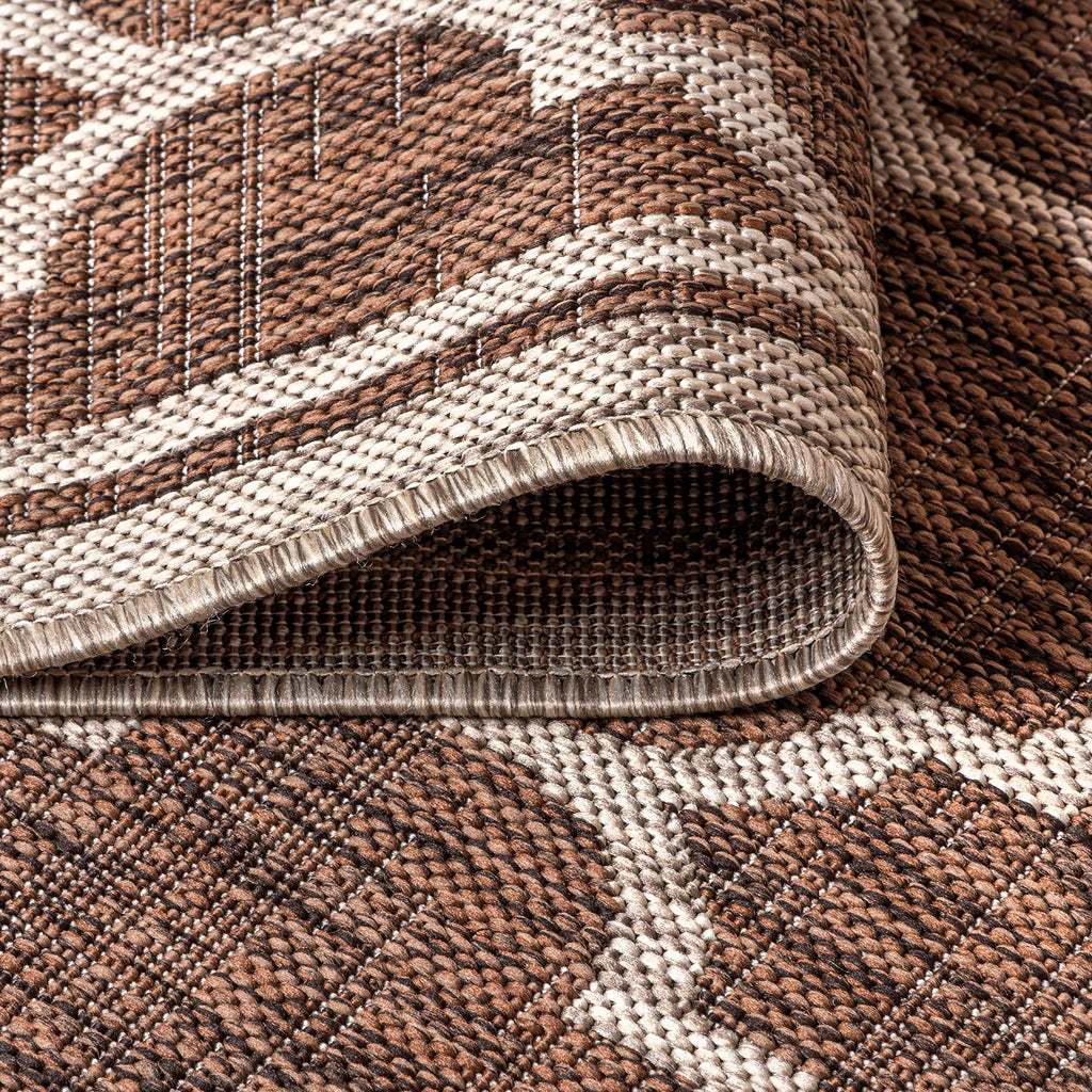 Jonathan Y Smb109B-8Sq Trebol Moroccan Trellis Textured Weave Indoor/Outdoor Area Rug, Modern, Bohemian, Contemporary For Bedroom, Kitchen, Living Room, Easy-Cleaning, Espresso/Taupe, 8' Square
