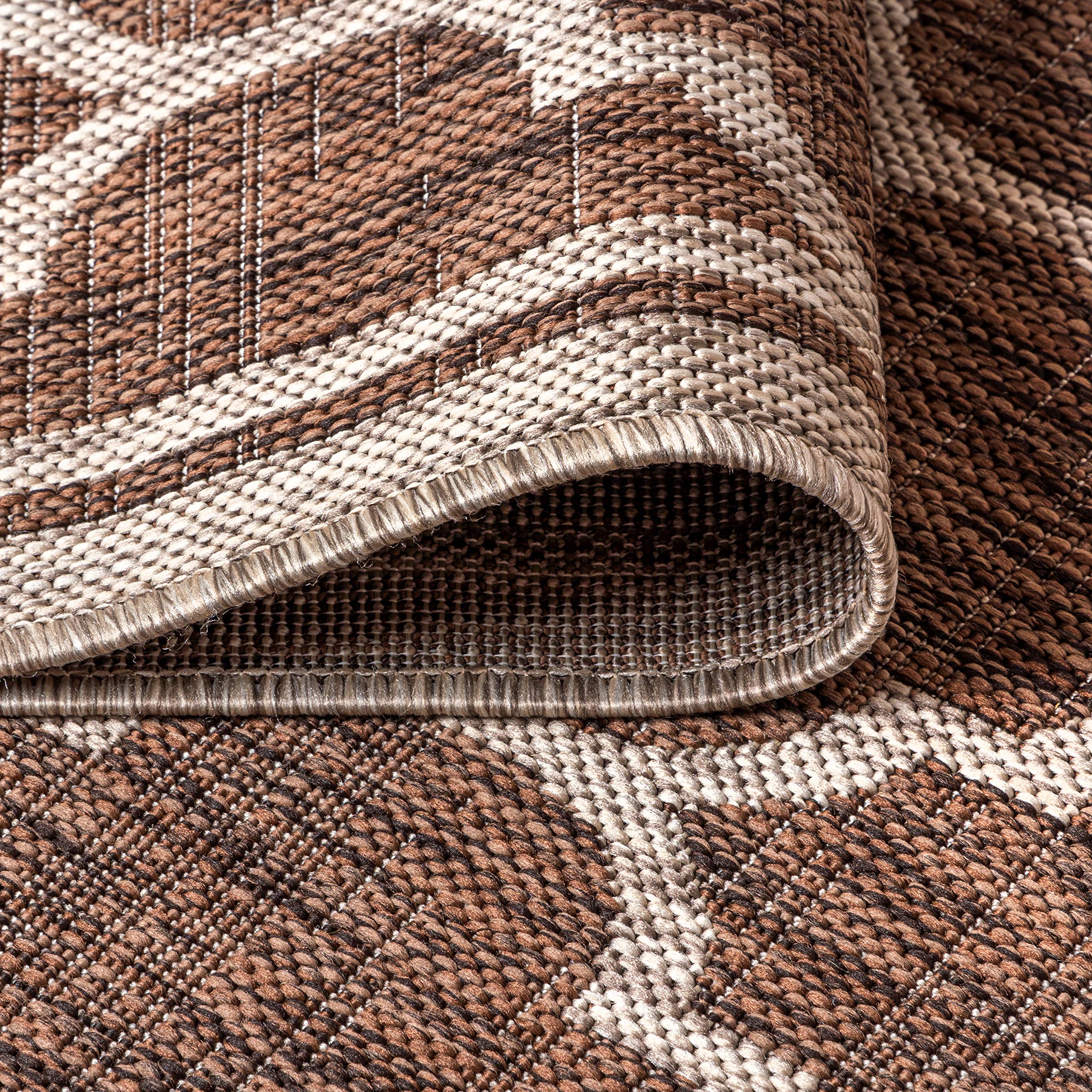 Jonathan Y Smb109B-8Sq Trebol Moroccan Trellis Textured Weave Indoor/Outdoor Area Rug, Modern, Bohemian, Contemporary For Bedroom, Kitchen, Living Room, Easy-Cleaning, Espresso/Taupe, 8' Square