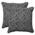 Pillow Perfect Outdoor/Indoor Throw Pillows, Large - 18.5' X 18.5', Black Herringbone Night, 2 Count