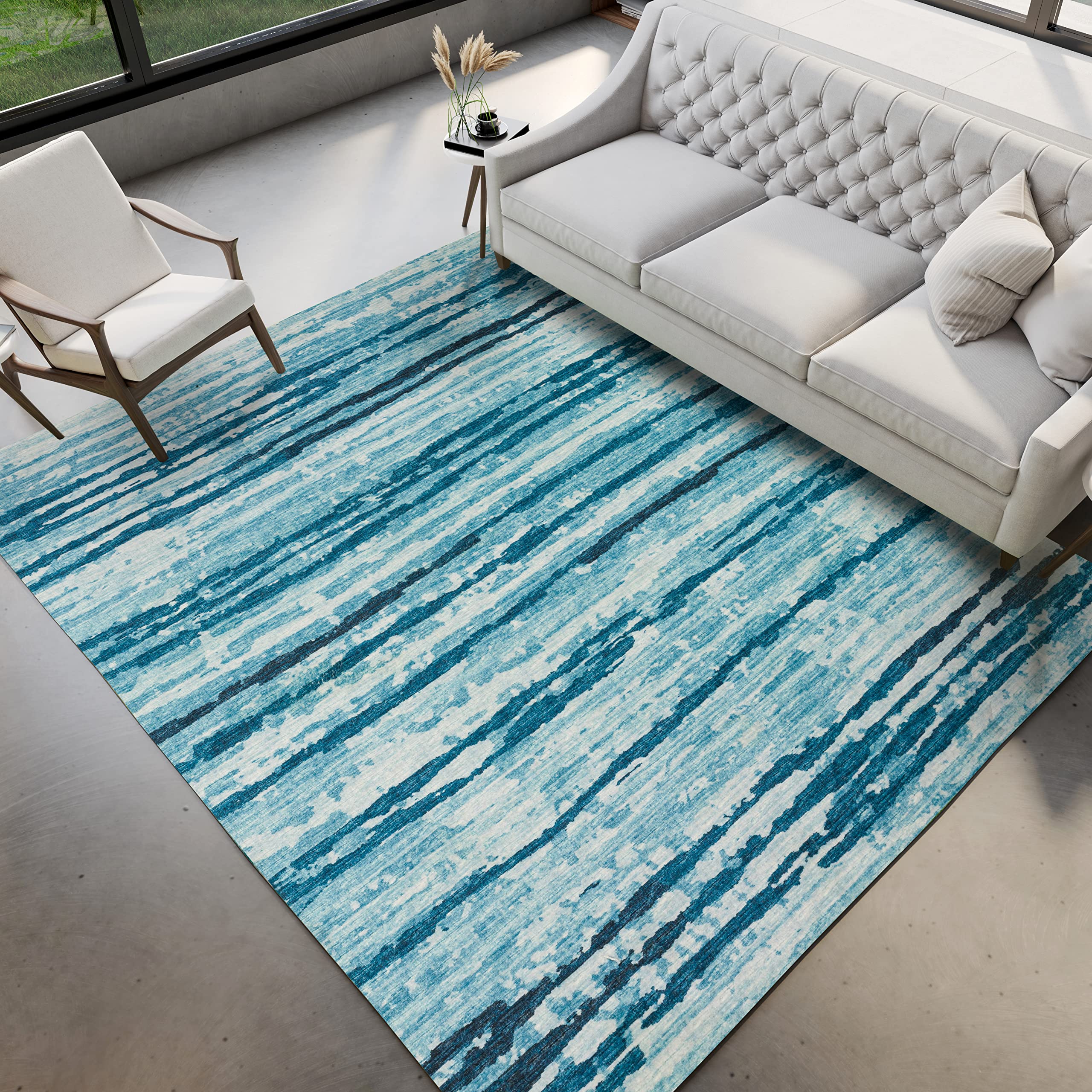 Dalyn Rugs Brisbane Br4 Destressed Striped Sky 5' X 7'6"