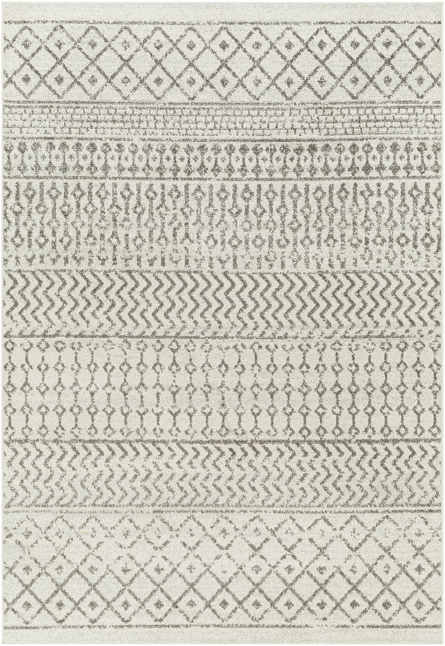 Livabliss Chester Boho Moroccan Area Rug, 6'7'' X 9', Cream/Charcoal