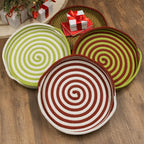 Candy Cane Round Tray - Red 18&Quot;X18&Quot;X3&Quot;