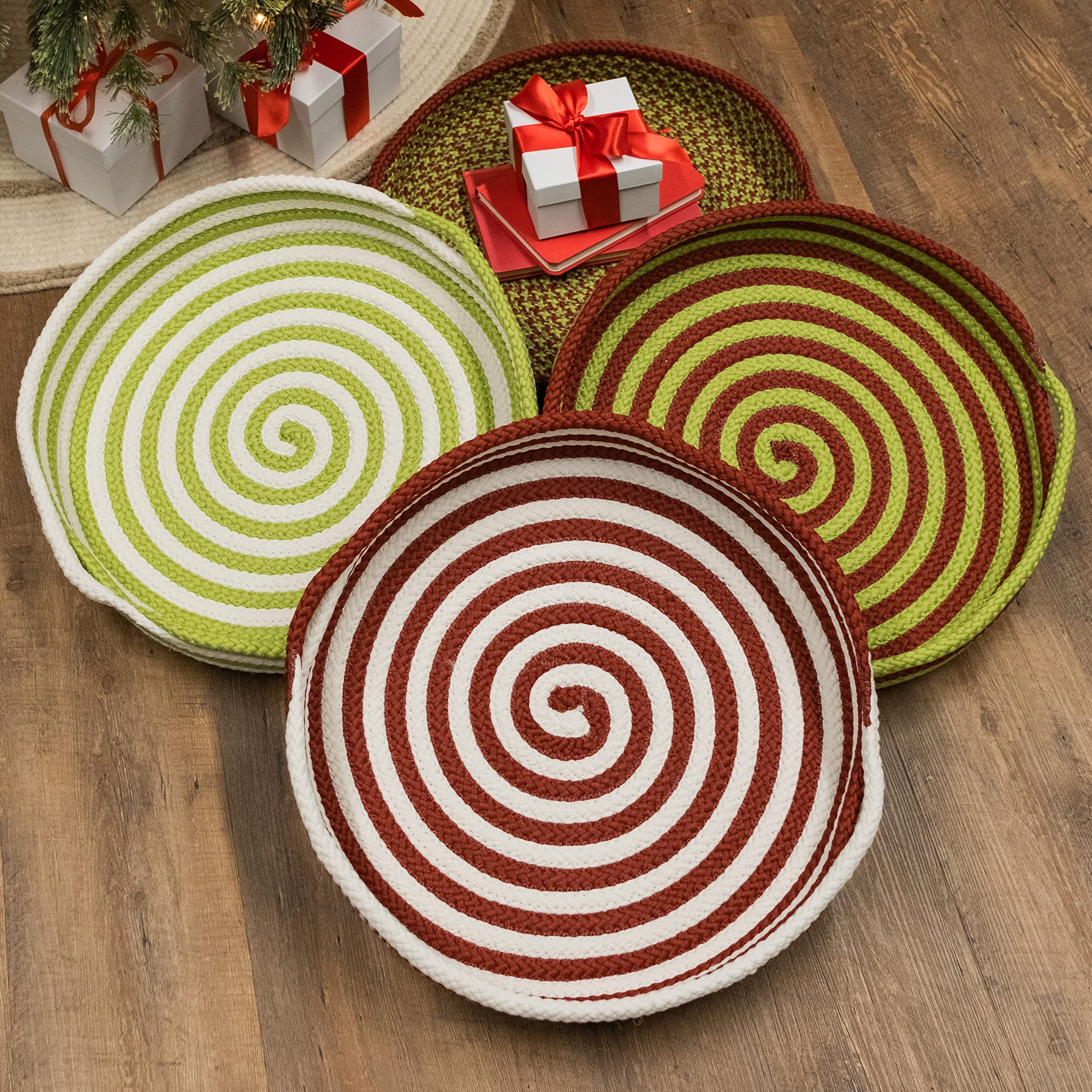 Candy Cane Round Tray - Red 18&Quot;X18&Quot;X3&Quot;