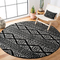 SAFAVIEH Tulum Collection Area Rug - 5 Round, Black & Ivory, Moroccan Boho Tribal Design, Non-Shedding & Easy Care, Ideal for H