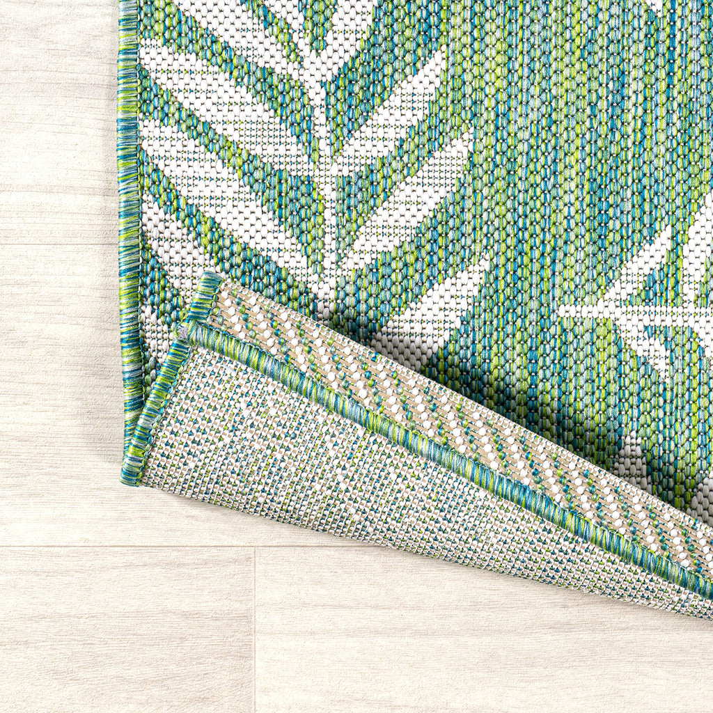 Jonathan Y Smb119G-210 Nevis Palm Frond Indoor Outdoor Area Rug, Coastal Casual Country & Floral Easy Cleaning,Bedroom,Kitchen,Backyard,Patio,Non Shedding, Cream/Green, 2 X 10