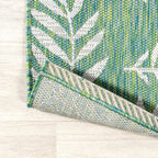 Jonathan Y Smb119G-210 Nevis Palm Frond Indoor Outdoor Area Rug, Coastal Casual Country & Floral Easy Cleaning,Bedroom,Kitchen,Backyard,Patio,Non Shedding, Cream/Green, 2 X 10