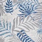 Jonathan Y Amc100A-5Sq Tropics Palm Leaves Indoor Outdoor Area-Rug Bohemian Floral Easy-Cleaning High Traffic Bedroom Kitchen Backyard Patio Porch Non Shedding, 5 Ft Square, Gray/Blue