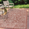 Jonathan Y Smb100A-8 Tela Bohemian Textured Weave Floral Indoor/Outdoor Red/Taupe 8 Ft. X 10 Ft. Area-Rug, Coastal,Easy-Cleaning,Hightraffic,Livingroom,Backyard, Non Shedding