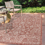 Jonathan Y Smb100A-8 Tela Bohemian Textured Weave Floral Indoor/Outdoor Red/Taupe 8 Ft. X 10 Ft. Area-Rug, Coastal,Easy-Cleaning,Hightraffic,Livingroom,Backyard, Non Shedding
