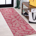 Jonathan Y Smb119F-210 Nevis Palm Frond Indoor Outdoor Area Rug, Coastal Casual Country & Floral Easy Cleaning,Bedroom,Kitchen,Backyard,Patio,Non Shedding, Fuchsia/Light Gray, 2 X 10