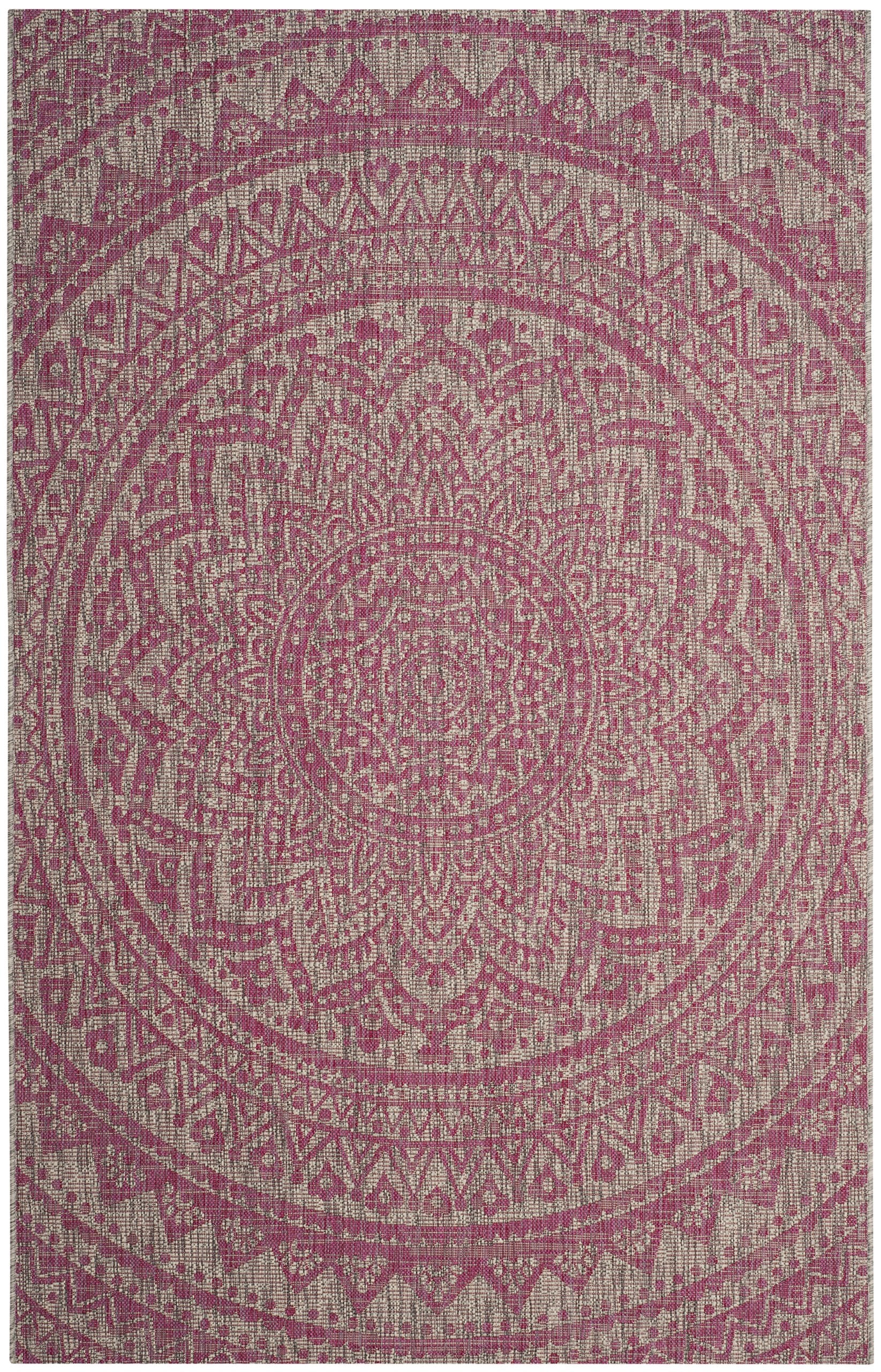 Safavieh Courtyard Collection 32.4' X 60' Light Grey/Fuchsia Cy8734 Indoor/ Outdoor Waterproof Easy Cleaning Patio Backyard Mudroom Area Rug