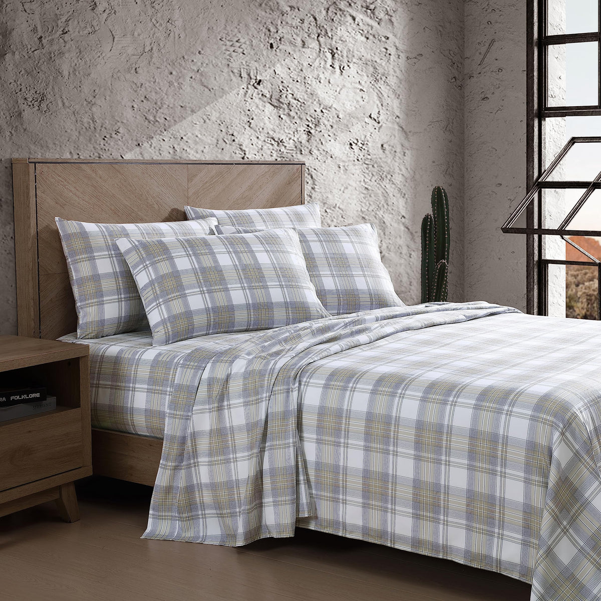 Wrangler- Twin Sheet Set, Silky & Lightweight Bedding Set, Yellowstone Inspired, Casual Home D?or (Dayton Valley Plaid Beige, Twin)