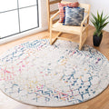 SAFAVIEH Tulum Collection 67 Round Ivory/Blue TUL270C Moroccan Boho Distressed Non-Shedding Dining Room Entryway Foyer Living R