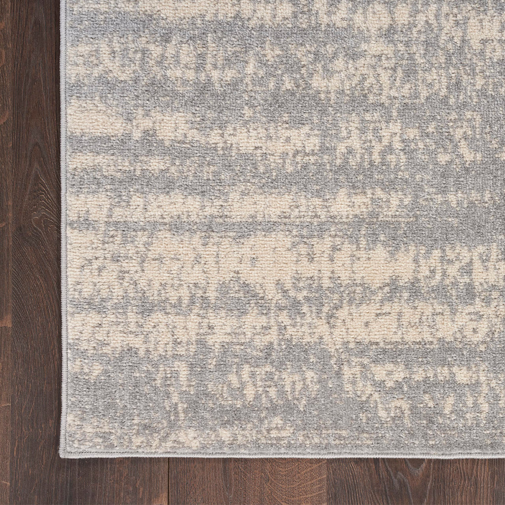Nourison Essentials Indoor/Outdoor Solid Abstract Grey/Beige 2' X 6' Area Rug, Easy Cleaning, Non Shedding, Bed Room, Living Room, Dining Room, Backyard, Deck, Patio (2X6)