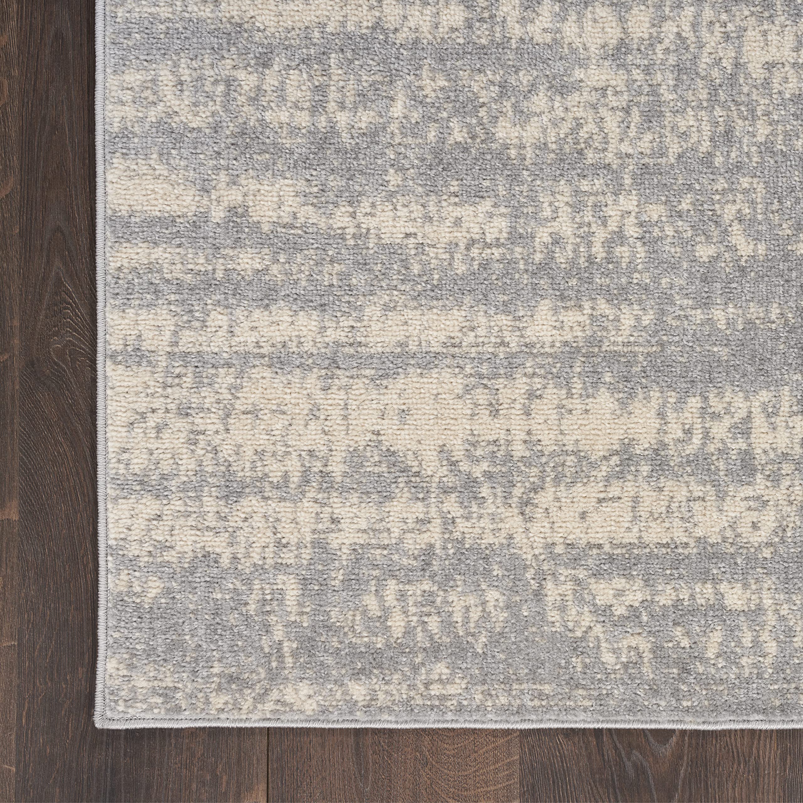 Nourison Essentials Indoor/Outdoor Solid Abstract Grey/Beige 2' X 6' Area Rug, Easy Cleaning, Non Shedding, Bed Room, Living Room, Dining Room, Backyard, Deck, Patio (2X6)