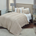 Rizzy Home | BQ4209 | Polyester Quilt | 70"x86" Brown/Neutral/ Vertical Stripe