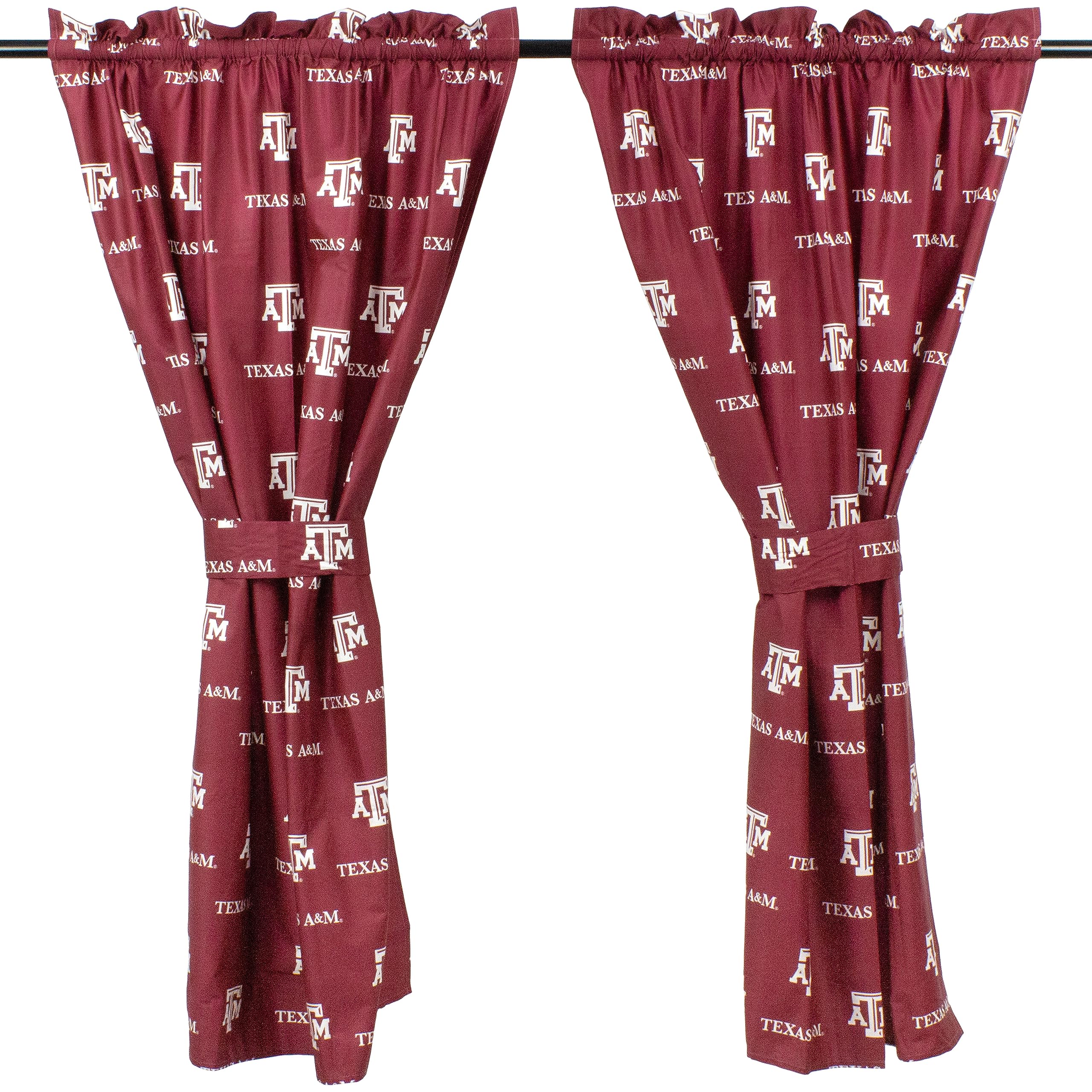 College Covers Everything Comfy Texas A&M Aggies Curtain Panel Set, 2 Panels, 2 Matching Tie Backs, 42 inches Wide by 84 inches 