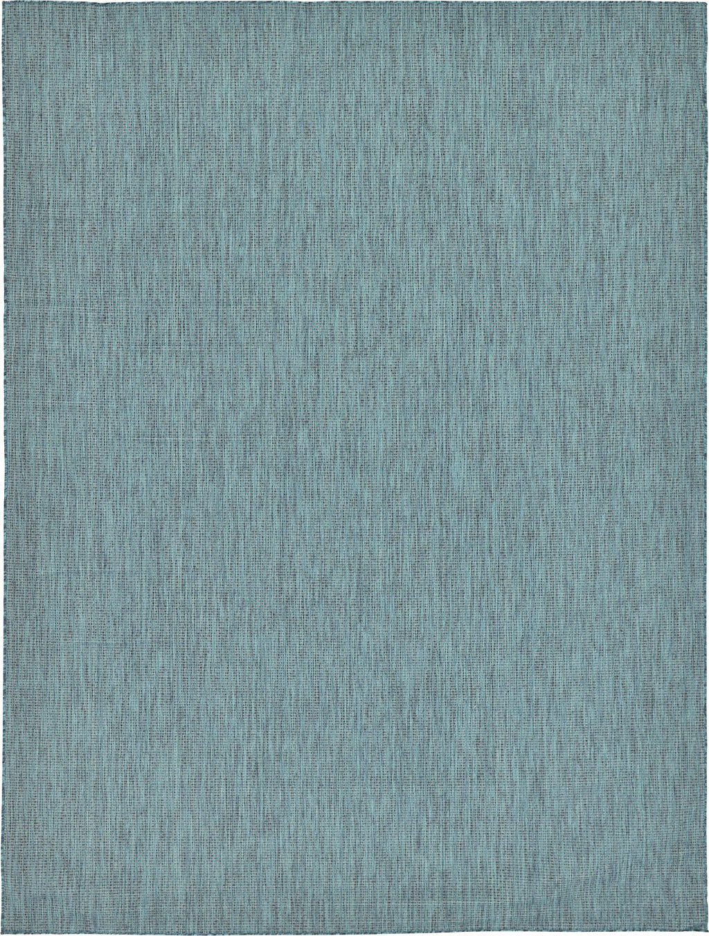 Unique Loom Collection Casual Transitional Solid Heathered Indoor/Outdoor Flatweave Area Rug (9' X 12' Rectangle, Teal/Navy Blue