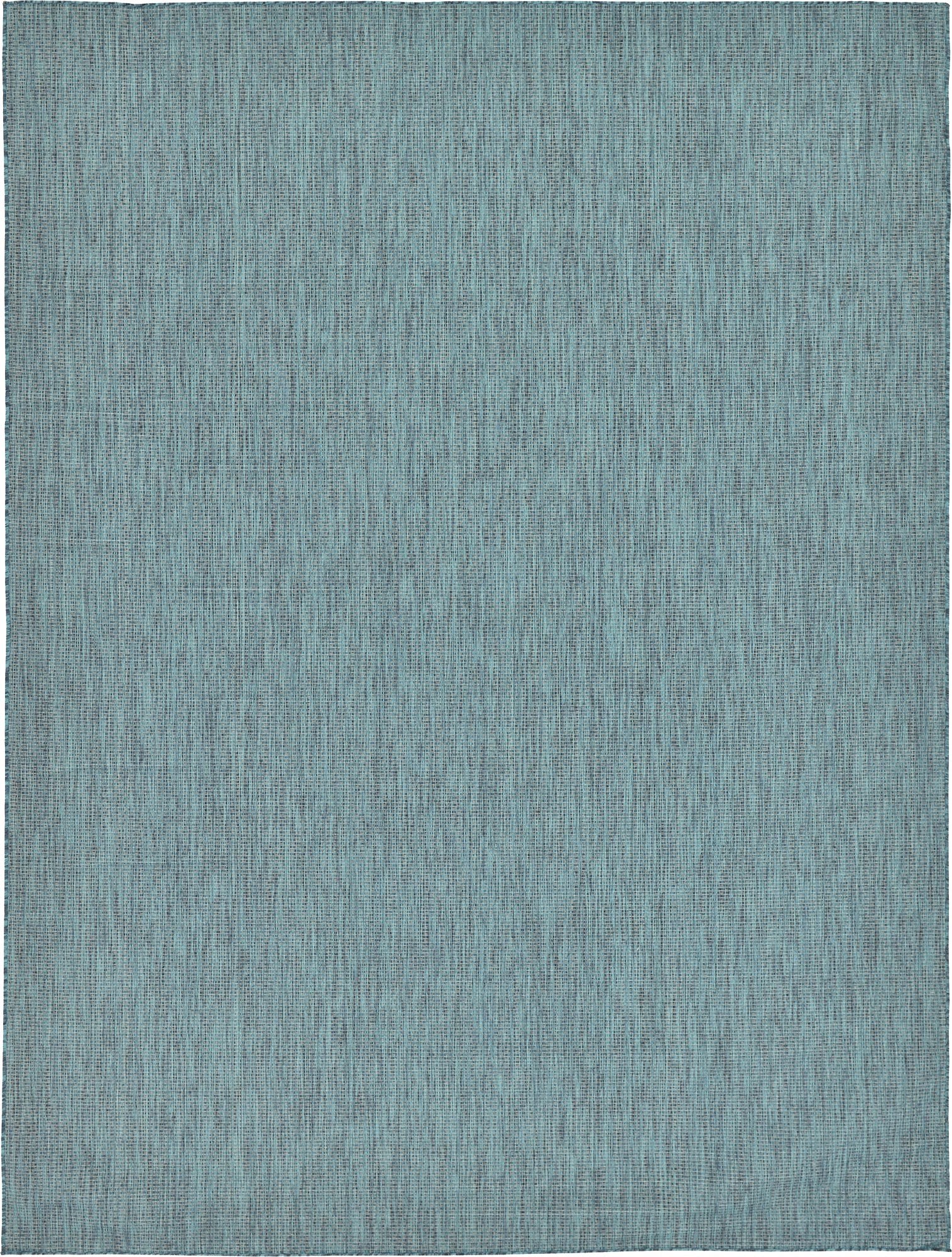 Unique Loom Collection Casual Transitional Solid Heathered Indoor/Outdoor Flatweave Area Rug (9' X 12' Rectangle, Teal/Navy Blue
