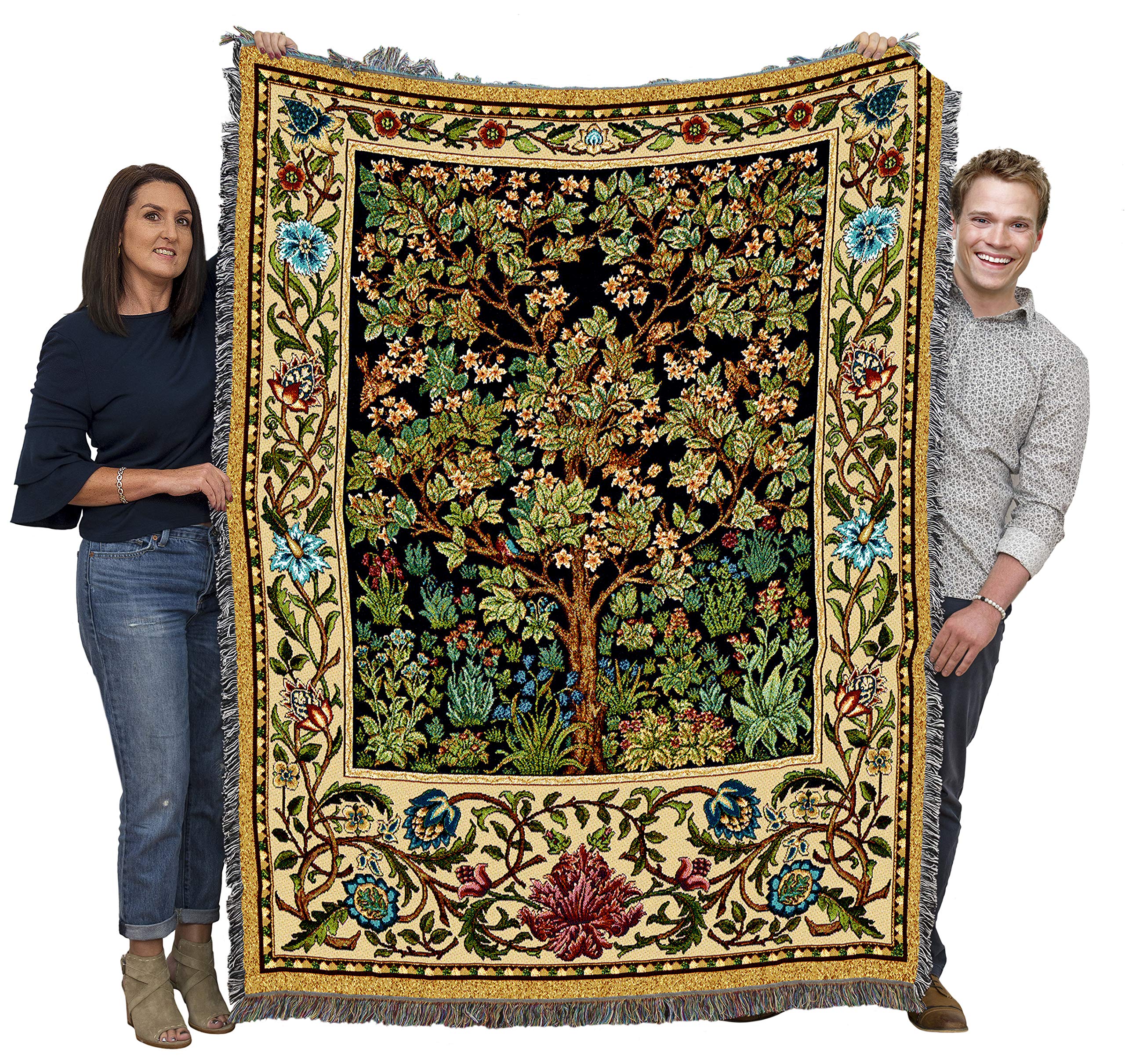 Pure Country Weavers William Morris Tree Of Life Blanket - Arts & Crafts - Gift Tapestry Throw Woven From Cotton - Made In The U