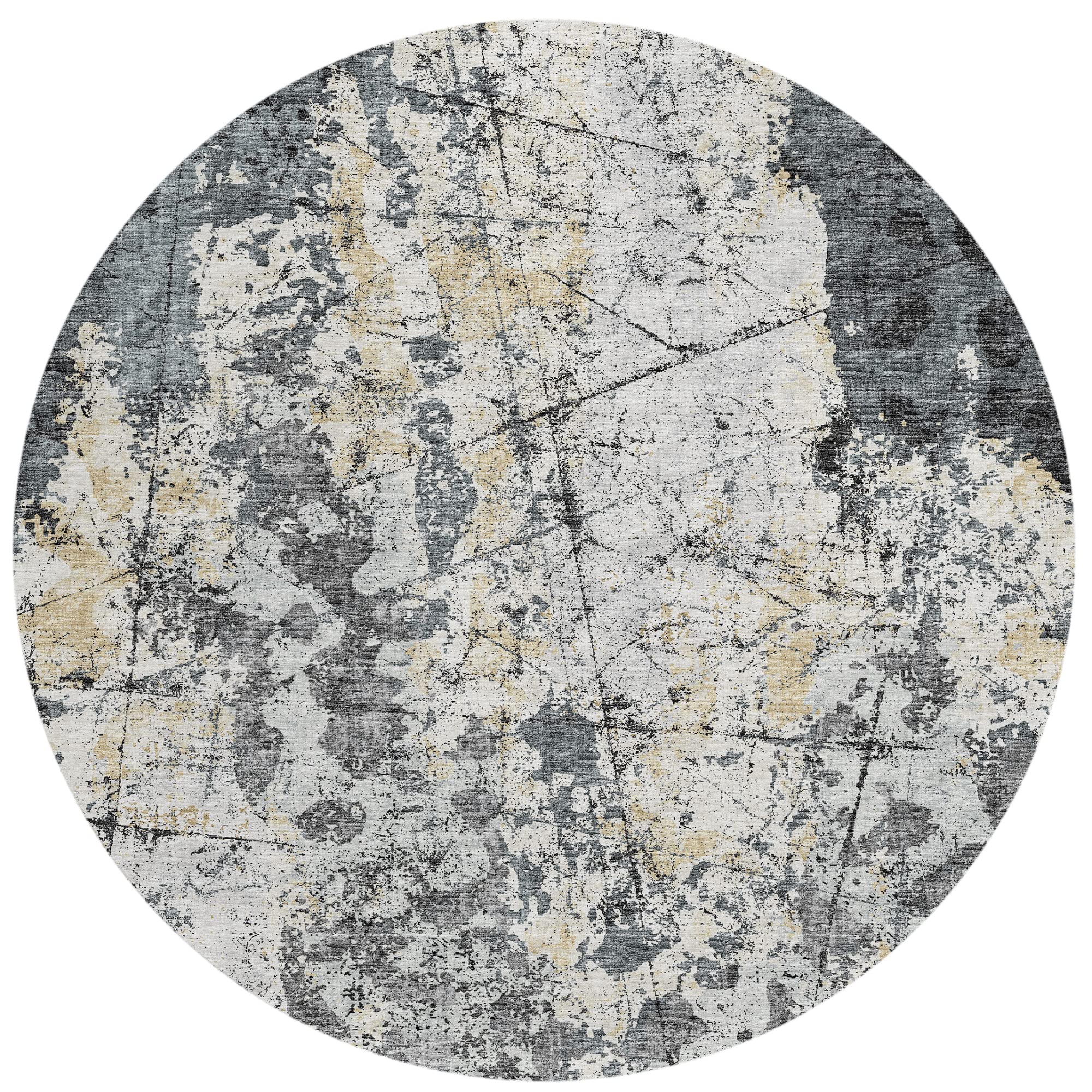 Addison Rugs Indoor/Outdoor Accord Aac33 Black Washable 8' X 8' Indoor Outdoor Round Rug, Easy Clean, Machine Washable, Non Shedding, Bedroom, Living Room, Dining Room, Kitchen, Patio Rug