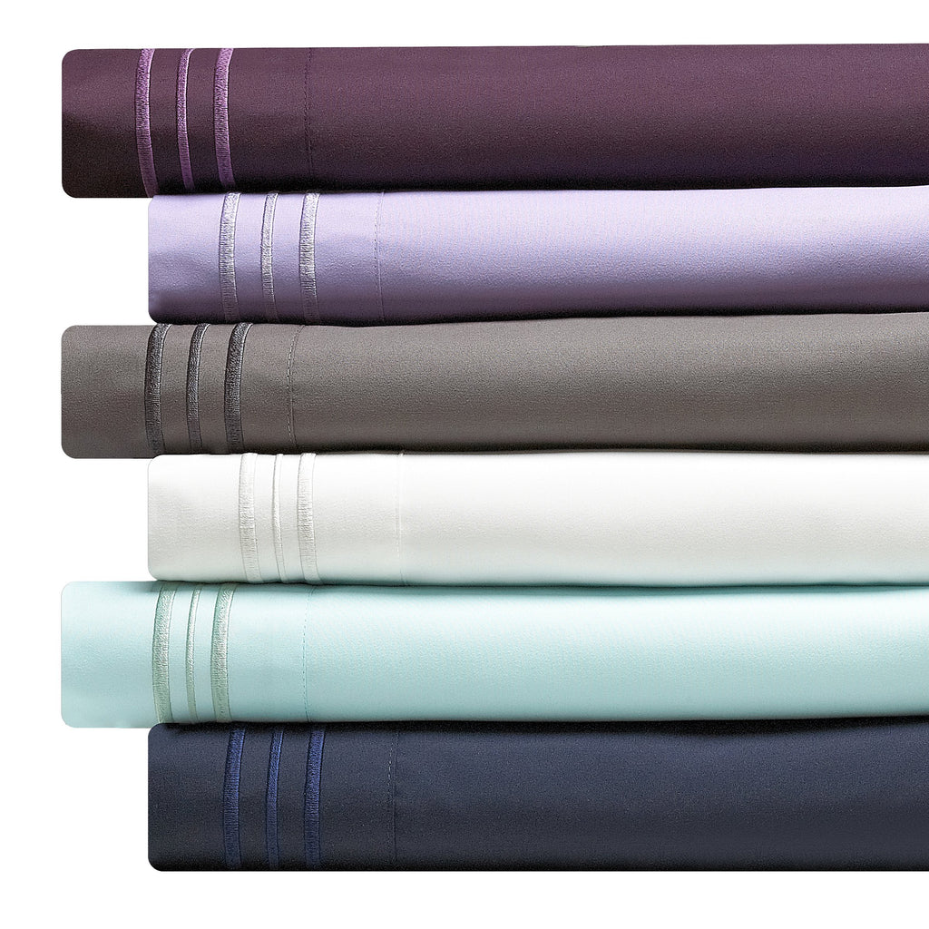 Clara Clark 1800 Premier Series 4Pc Bed Sheet Set - King, Purple Eggplant