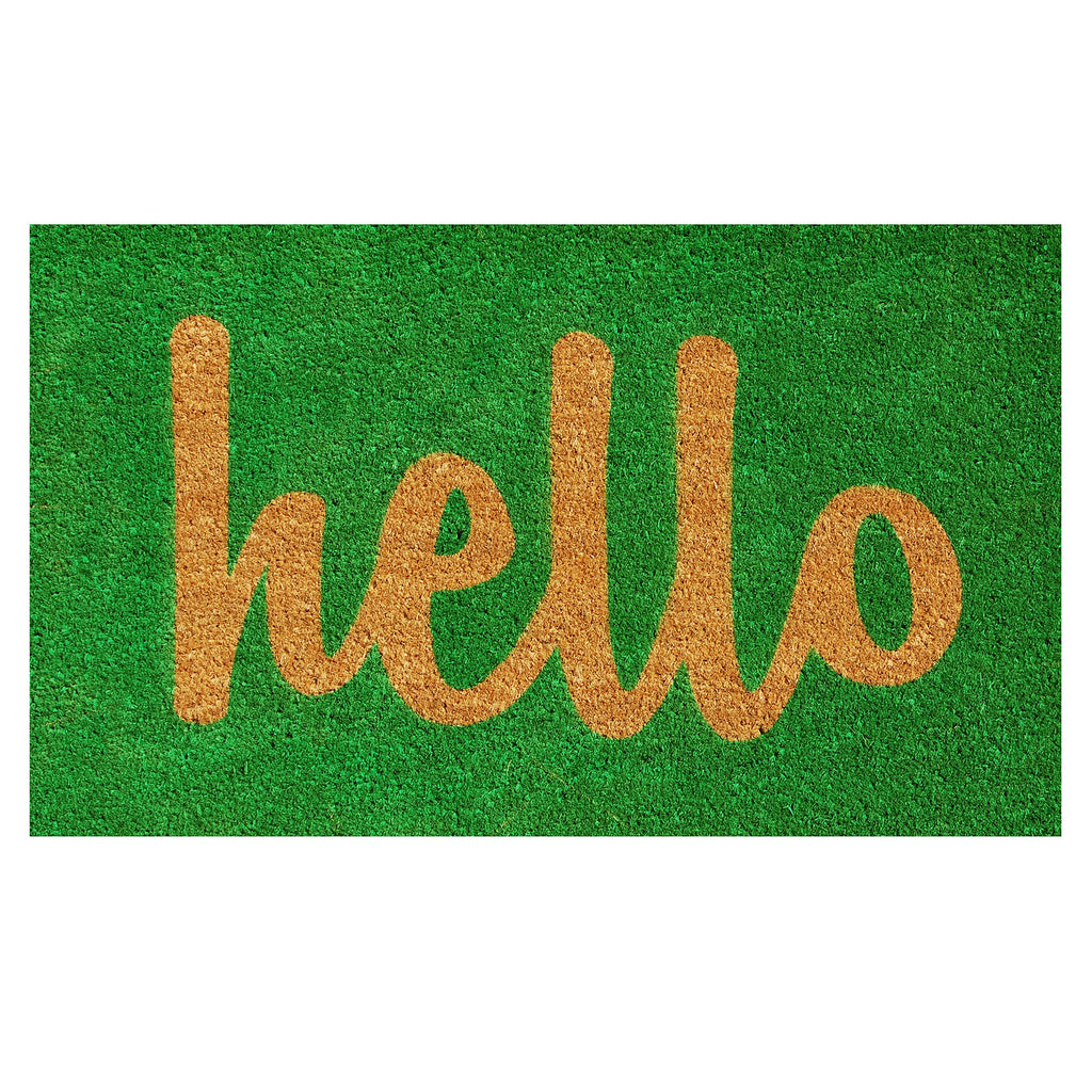 Calloway Mills 100262436Gns Hello Doormat Green/Natural Script, 24' X 36'