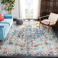 SAFAVIEH Madison Collection X-Large Area Rug - 12 x 15, Navy & Light Blue, Medallion Distressed Design, Non-Shedding & Easy Ca