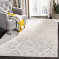 SAFAVIEH Madison Collection Accent Rug - 3 x 5, Ivory & Silver, Glam Ogee Trellis Distressed Design, Non-Shedding & Easy Care,