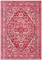 Safavieh Brentwood Collection 4' X 6' Red / Ivory Bnt832Q Medallion Distressed Non-Shedding Living Room Bedroom Accent Rug
