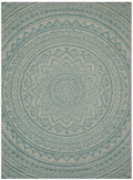 Safavieh Courtyard Collection 4' X 5'7' Grey / Aqua Cy8734 Indoor/ Outdoor Waterproof Easy Cleaning Patio Backyard Mudroom Accent Rug