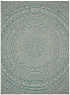 Safavieh Courtyard Collection 8' X 11' Light Grey / Aqua Cy8734 Indoor/ Outdoor Waterproof Easy Cleaning Patio Backyard Mudroom Area Rug