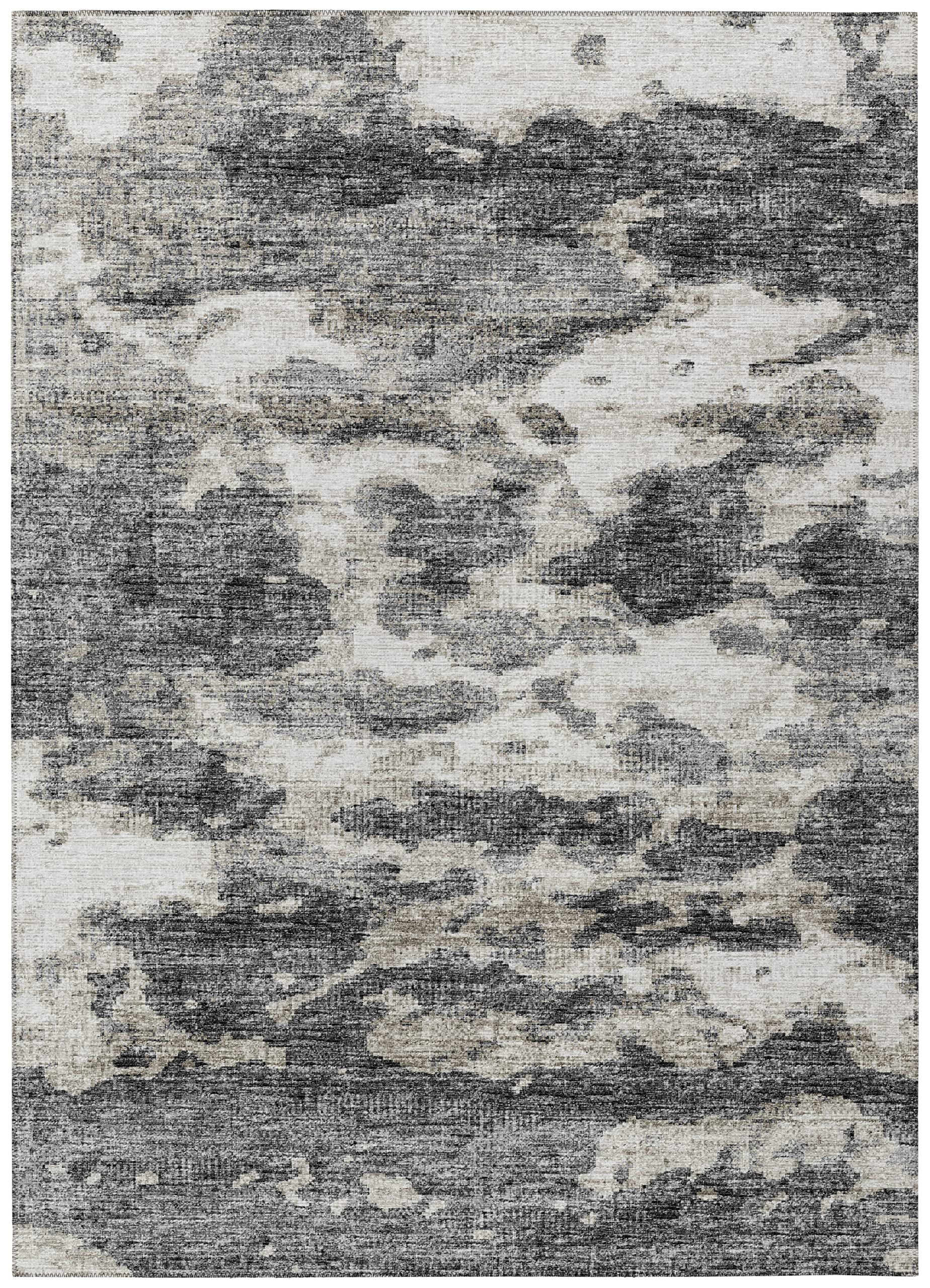 Addison Rugs Indoor/Outdoor Accord Aac36 Black Washable 5' X 7'6" Indoor Outdoor Area Rug, Easy Clean, Machine Washable, Non Shedding, Bedroom, Living Room, Dining Room, Kitchen, Patio Rug