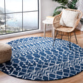 SAFAVIEH Tulum Collection 8 Round Navy/Ivory TUL270N Moroccan Boho Distressed Non-Shedding Entryway Foyer Living Room Bedroom K