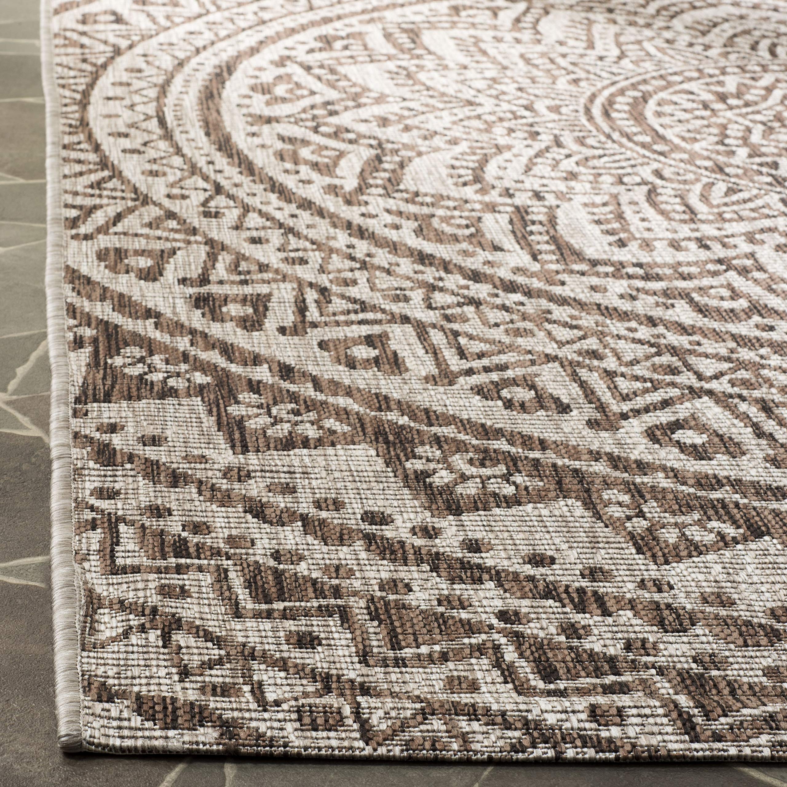 Safavieh Courtyard Collection 8' X 11' Light Grey / Aqua Cy8734 Indoor/ Outdoor Waterproof Easy Cleaning Patio Backyard Mudroom Area Rug