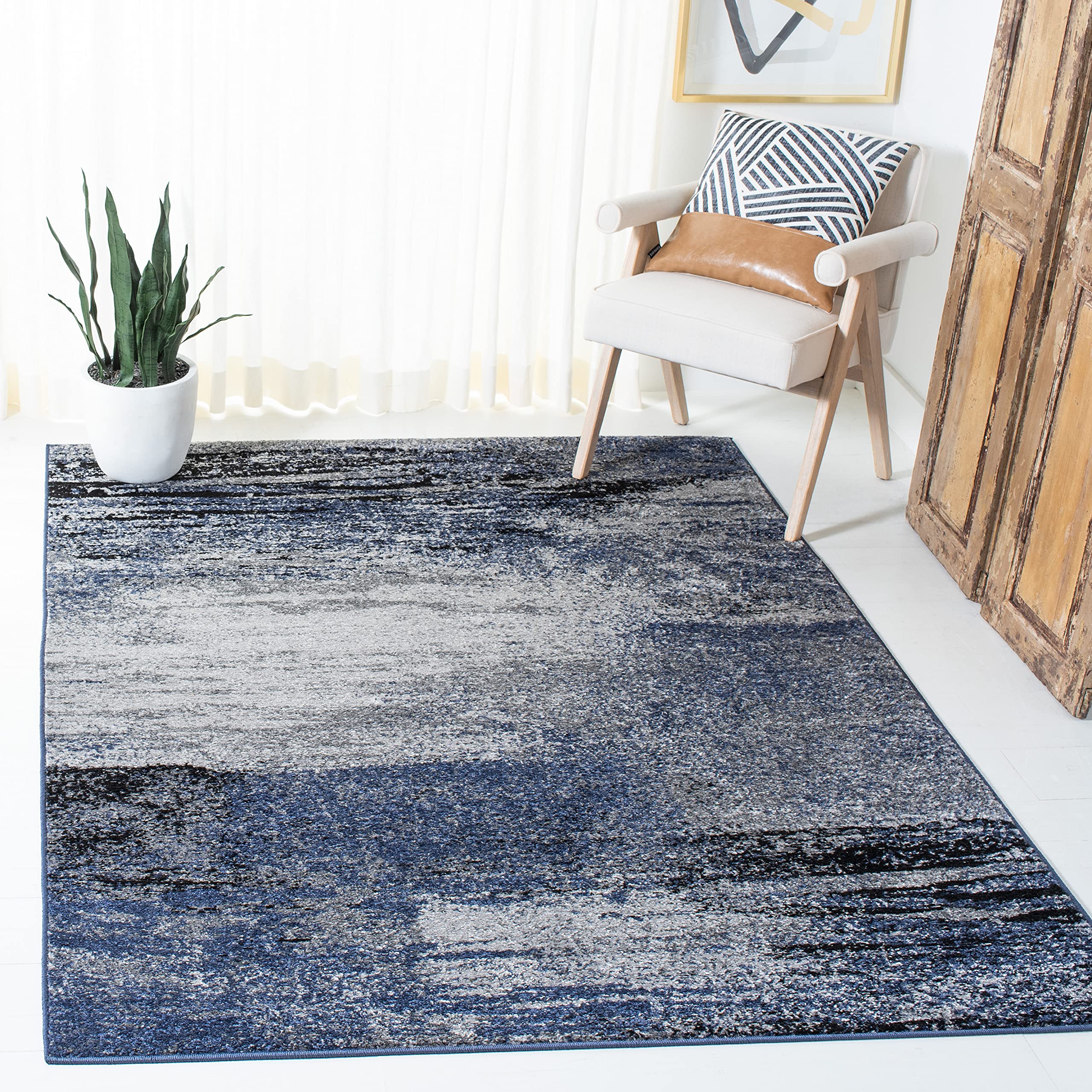 SAFAVIEH Adirondack Collection Accent Rug - 3 x 5, Grey & Blue, Modern Abstract Design, Non-Shedding & Easy Care, Ideal for Hi